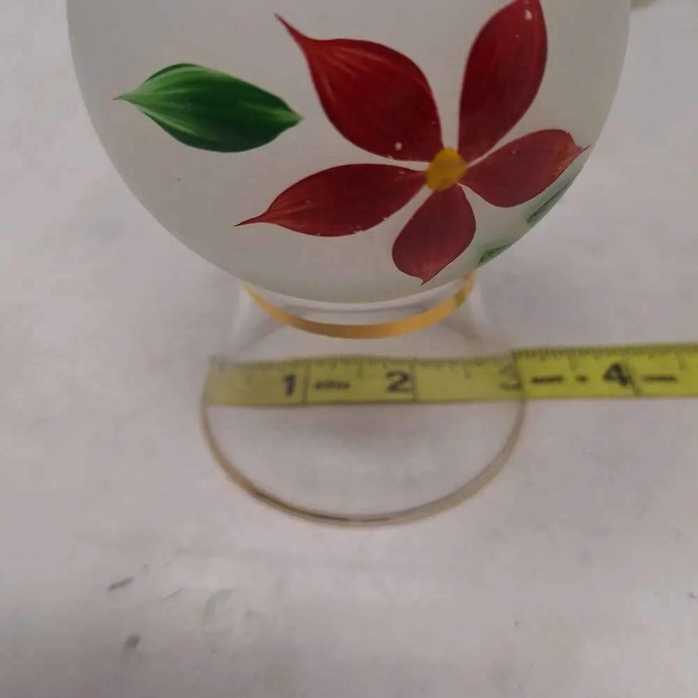 Vintage Bartlett Collins Poinsettia Frosted Bud Vases Set Of 2 Hand Painted